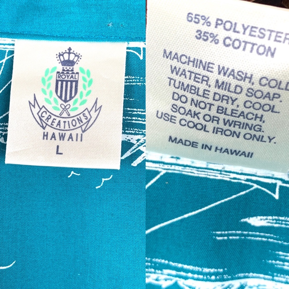 Royal Creations Blue Hawaiian Shirt L NWOT - Picture 8 of 8